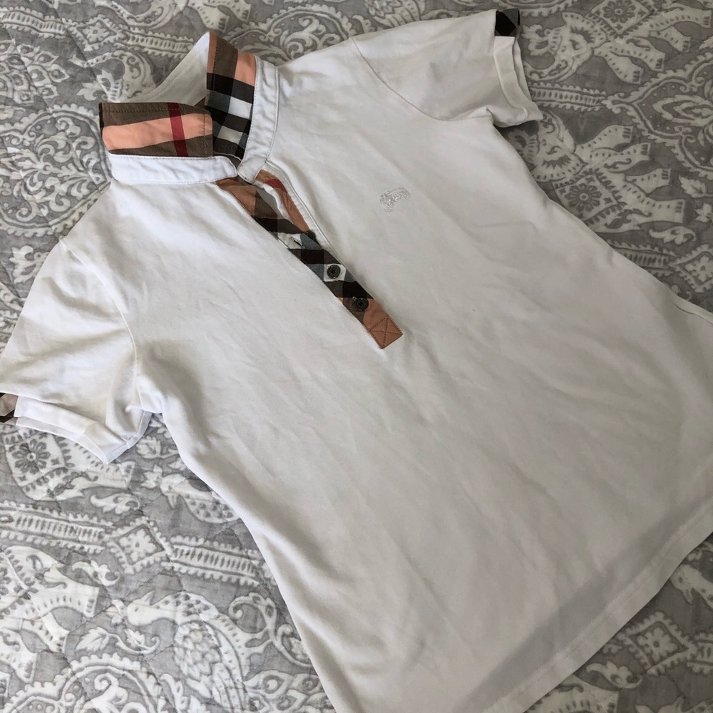Burberry London Plaid and White Polo